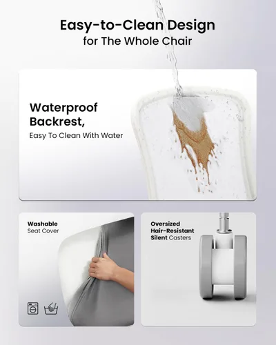 Miniatura 8 de ProtoArc Silla de oficina ergonómica – Silla de malla flexible para mujer, asiento deslizante de espuma, reclinable de 125°, sillas de escritorio