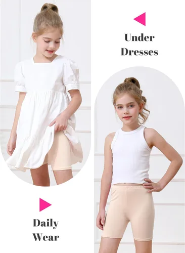 Miniatura 4 de Resinta Paquete de 6 pantalones cortos de ciclismo para niñas, ropa de verano, multicolor