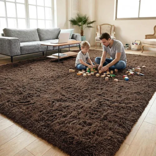Miniatura 31 de DweIke Alfombras Shag Esponjosas Azules para Dormitorio Sala de Estar, 5x8 Grande Suave Felpa Tie-Dye Azul Cielo para Niñas y Niños, Alfombra Azul
