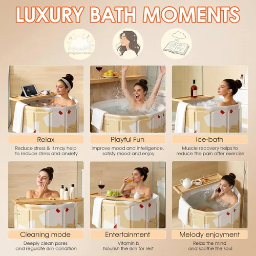Miniatura 2 de Bañera portátil para adultos, bañera plegable para spa caliente y baño de hielo, bañera pequeña plegable para baño, bañera portátil aislada de 6