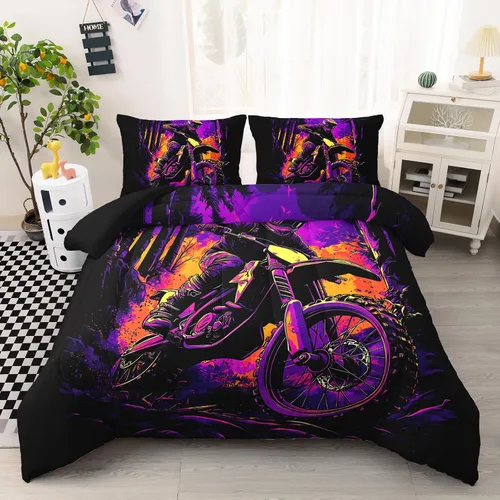 Miniatura 20 de AILONEN Juego de ropa de cama con estampado de gato en acuarela, tamaño individual con gatos y huellas para niños y niñas, juego de edredón suave