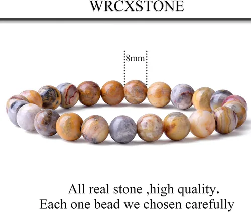 Miniatura 2 de WRCXSTONE - Pulsera elástica de cuentas de cristal curativo de 8mm.