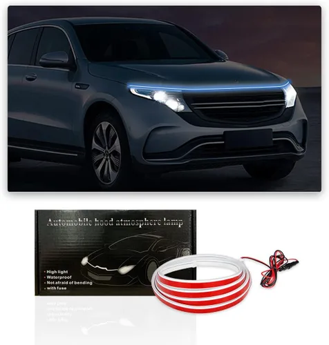 Miniatura 7 de Ziciner Tira de luz para capó de automóvil, tira LED flexible de 59 pulgadas, impermeable, luces de circulación diurna, accesorios universales