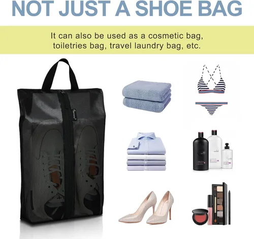 Miniatura 4 de Bolsas de zapatos para viajes, paquete de 3 bolsas de zapatos impermeables XXL para mujeres y hombres, diseño translúcido bolsa organizadora