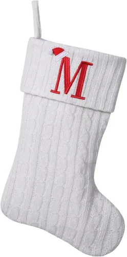 Miniatura 72 de Medias de Navidad personalizadas de 19 pulgadas con iniciales bordadas, medias de Navidad de punto negro para decoraciones de vacaciones familiares
