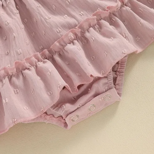 Miniatura 13 de Mameluco de verano para niña, sin mangas, vintage, con burbujas, vestido de mameluco lindo y diadema