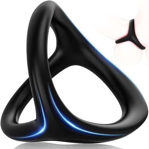 Adorime - Anillo para el pene de silicona para hombres, 3 en 1, ultra suave, elástico, juguete sexual para hombres, color negro 01