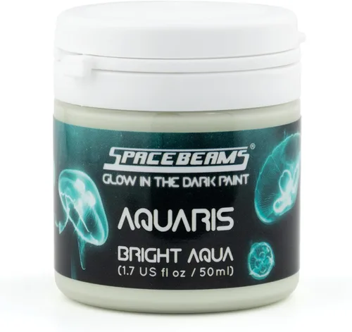 Miniatura 4 de SpaceBeams Aquaris - Pintura que brilla en la oscuridad (0.68 onzas líquidas) Bright Aqua Glow (azul claro/turquesa), no tóxica, a base de agua
