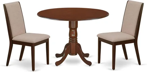 Miniatura 18 de East West Furniture DLLA3-ABK-47 - Juego de mesa de comedor de 3 piezas que contiene una mesa de cocina redonda con gotas y 2 sillas de comedor