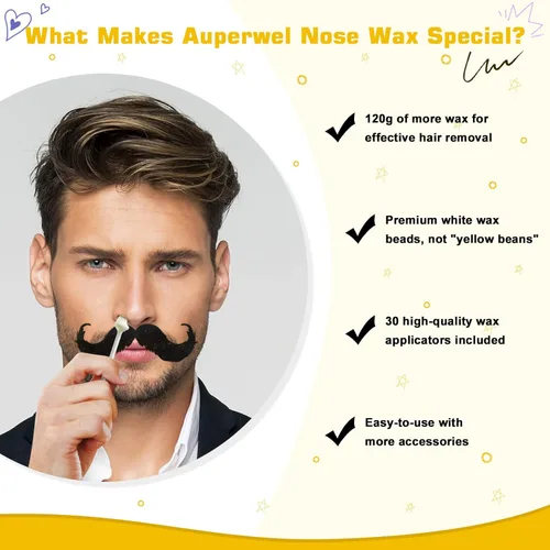 Miniatura 3 de Kit de cera nasal para hombres y mujeres con 30 aplicadores (20-30 usos), kit de cera para la nariz y las orejas, sin dolor y rápido, resultados