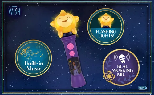 Miniatura 5 de eKids Disney Wish - Micrófono de juguete para niños, juguete musical con música integrada, micrófono para niños diseñado para edades de 3 años
