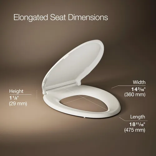 Miniatura 3 de KOHLER 4636-RL-96 Cachet ReadyLatch - Asiento de inodoro alargado con cierre lento, cierre suave, tapa silenciosa del asiento de inodoro, topes