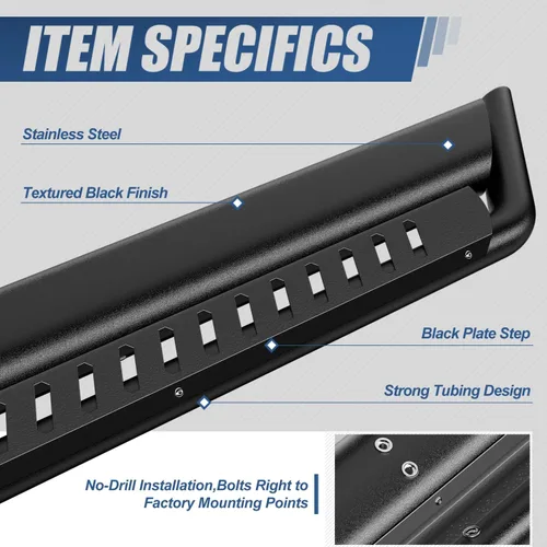 Miniatura 2 de Auto Dynasty Estribos con escalones pintados compatibles con Jeep Wrangler JL Unlimited 2018-2024 de 4 puertas, barra Nerf con escalón lateral, Negro