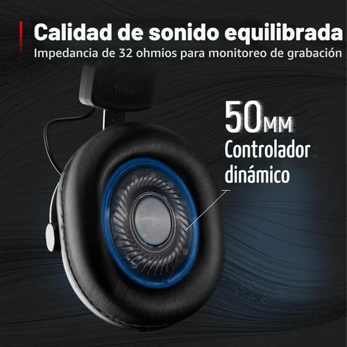 Miniatura 2 de FIFINE Auriculares de monitor de estudio para grabación, auriculares con cable con controlador de 50mm, auriculares sobre la oreja con cables Negro