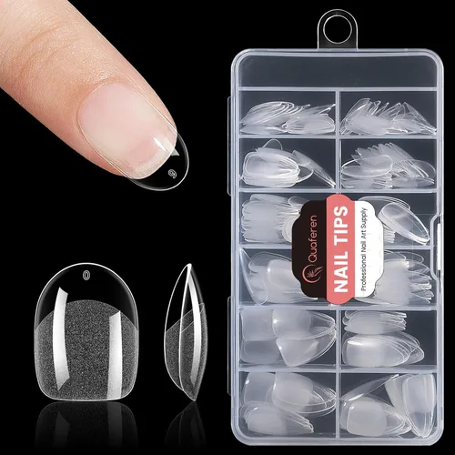 Miniatura 14 de Quaferen Puntas de Uñas de Almendra Medianas: 240pcs Puntas de Uñas Postizas Acrílicas Preformadas Forma de Almendra - 12 Tamaños Gel Suave