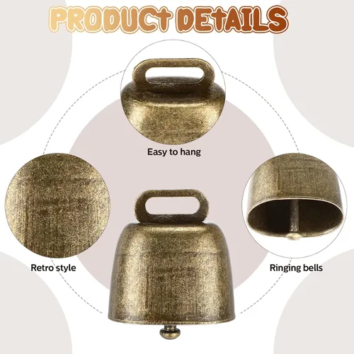 Miniatura 3 de Geosar 40 campanas de cobre pequeñas de vaca para animales de granja, vaca, caballo, oveja, ganado, cabra, 2 colores (cobre y bronce), collar