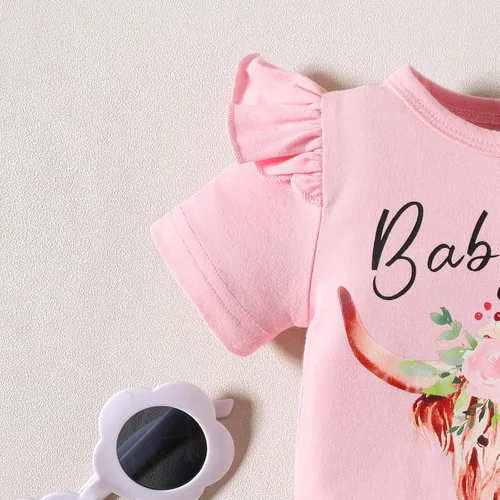 Miniatura 26 de Sejardin Ropa de verano para bebé y niña, recién nacida, manga corta, con letras, mameluco elástico con diadema