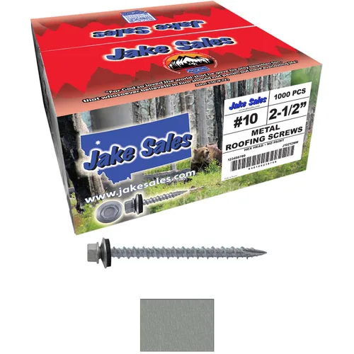 Miniatura 52 de 10 tornillos para techos de metal gris ABC de 2-1/2 pulgadas, cabezal de arandela hexagonal, arranque automático/roscado, arandela EPDM. 1 bolsa