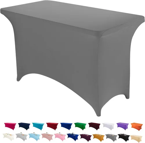 Miniatura 27 de Peomeise - Funda de mesa de elastano de 4 pies, mantel rectangular elástico de elastano (verde manzana, 4 pies)
