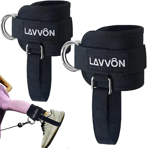 LAVVON Correas de tobillo para máquinas de cable Kickbacks – Accesorios de cable de tobillo ajustables y cómodos para gimnasio, correa de tobillo