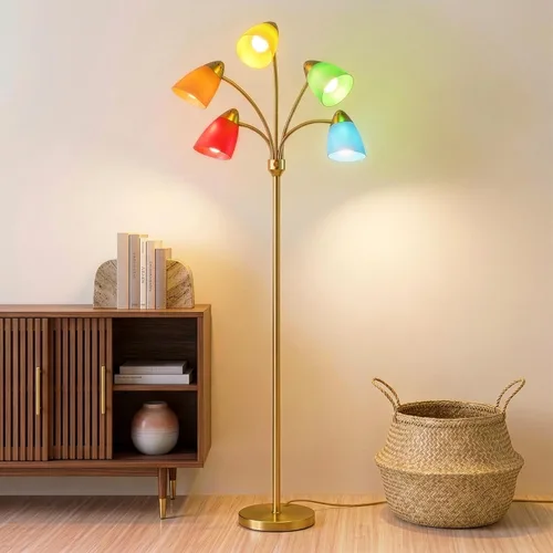 Brightech Medusa - Lámpara de pie LED. Lámpara de pie ajustable con múltiples cabezales para sala de estar, dormitorio o habitación de los niños.