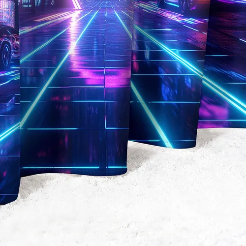 Miniatura 3 de Synthwave - Cortinas opacas para ventanas de cocina, cortinas de neón Cyberpunk City para decoración de dormitorio, sala de estar, cortinas retro