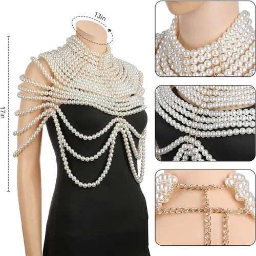 Miniatura 7 de Pearl Body Chain Bra Necklace Pearl Shawl Top Chain Jewelry Fashion Shoulder Body Jewelry Accessories for Women