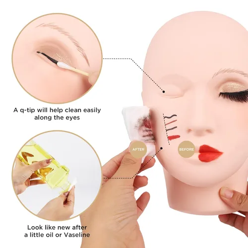 Miniatura 2 de Cabeza de maniquí para entrenamiento de prácticas de maquillaje, extensiones de pestañas, pinturas, herramienta suave de LASHVIEW