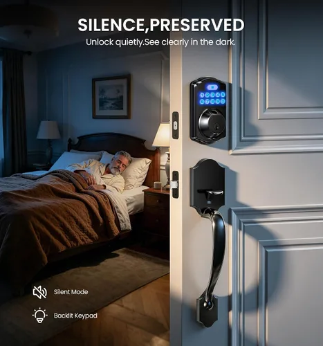 Miniatura 10 de Veise VE012W-H - Juego de cerradura inteligente WiFi para puerta delantera, WiFi integrado, control remoto de aplicación y control de voz, cerradura