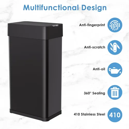 Miniatura 9 de Arlopu Basurero automático de 18.5 galones, cubo de basura de acero inoxidable con sensor de movimiento de 70 pulgadas, papelera cepillada sin