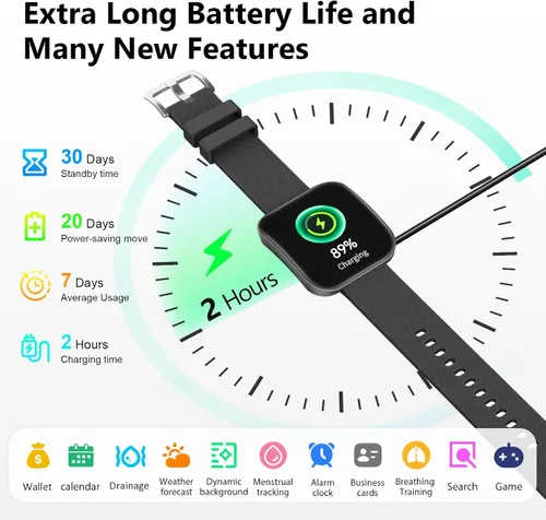 Miniatura 7 de Reloj inteligente para hombres y mujeres, llamadas Bluetooth, esfera AI, preguntas y respuestas AI, 1.85 pulgadas HD AMOLED reloj de fitness