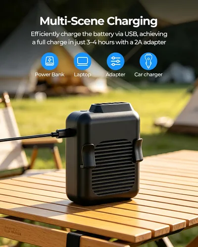 Miniatura 7 de SLENPET Ventilador portátil con clip de cintura, ventilador de collar con batería de 6000 mAh, 23 horas de tiempo de trabajo, 3 velocidades, 5100