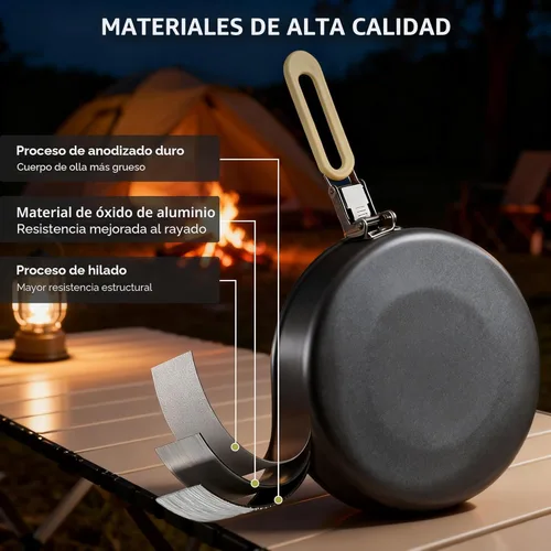 Miniatura 5 de Alocs Camping Cookware Set - Lightweight Camping Pots and Pans - Portable Outdoor Cookware with Kettle - Camping Cookware Mess Kit for 2
