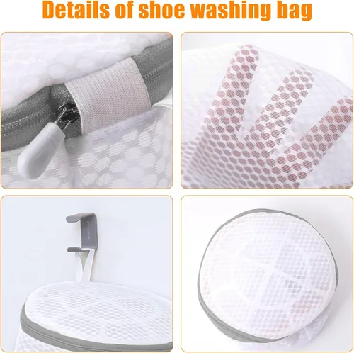 Miniatura 8 de Kimmama Bolsa para lavadora de zapatos, bolsa de malla para ropa sucia para tenis, calzado, entrenadores, zapatillas, material de red de nido