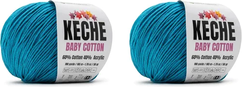 Miniatura 70 de Keche Hilo de algodón, 60% algodón, 40% hilo acrílico, hilo de algodón suave para crochet y tejer, hilo amigurumi, 1 madeja/bola, 1.76 onzas (50g)