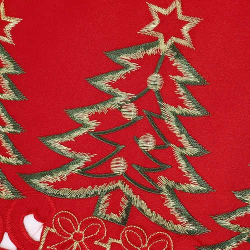 Miniatura 7 de Simplebrand Camino de mesa de Navidad rojo de 13 x 70 pulgadas de largo, camino de mesa de Navidad bordado con árbol de Navidad verde y regalos