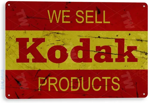 Tinworld Cartel de estaño: Kodak Cámara Rústica Retro Tienda Metal Decoración Película Fotos Fotografía B726