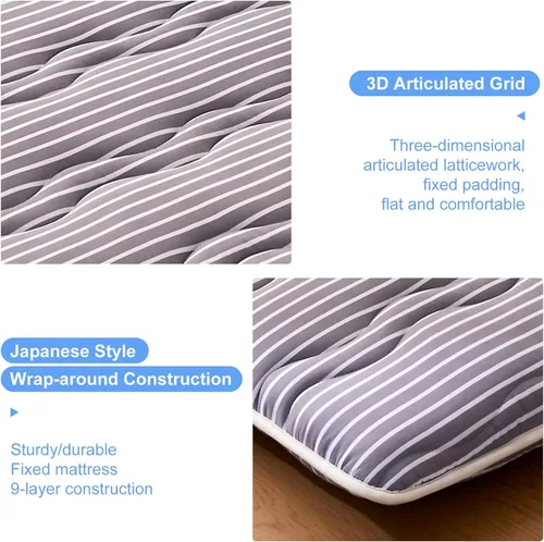 Miniatura 4 de jzbearapt Colchón Japonés de Piso Premium de Espuma Futón, 100% Espuma Cómoda de Alta Densidad, Almohadilla de Dormir de Tatami Grueso, Colchonetas