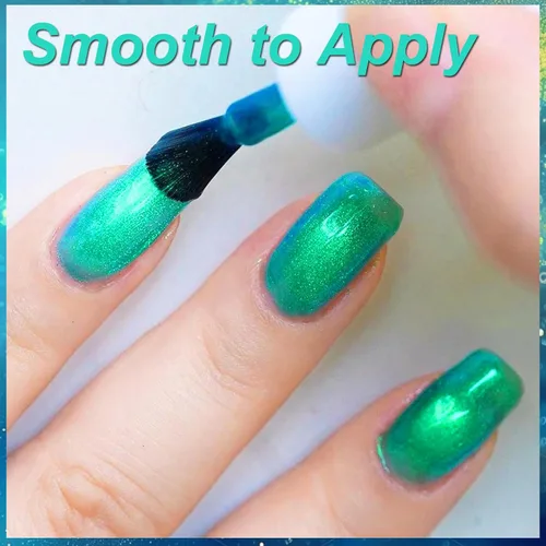 Miniatura 2 de Esmalte de uñas a base de agua Aurora verde brillante, esmalte de uñas con efecto cromado iridiscente, esmalte de uñas no tóxico para mujeres