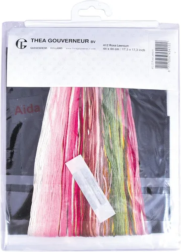 Miniatura 4 de Thea Gouverneur - Kit de punto de cruz con cuentas - Rosa Leersum - Aida Black - 18 unidades - Kit de bordado para adultos - Hilos de bordado DMC