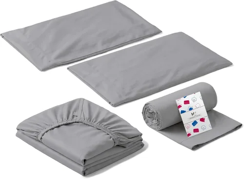 Miniatura 14 de Juego de sábanas de tamaño individual, juego de ropa de cama de 4 piezas de fibra larga egipcia de alta calidad, 100% algodón egipcio de una sola
