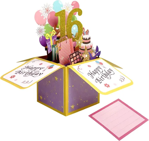Miniatura 14 de Asmallgf Dulce Tarjeta de Cumpleaños Desplegable del 12º Cumpleaños para Niña y Niño, Gran Regalo de Cumpleaños de 12 Años para Hija, Sobrina