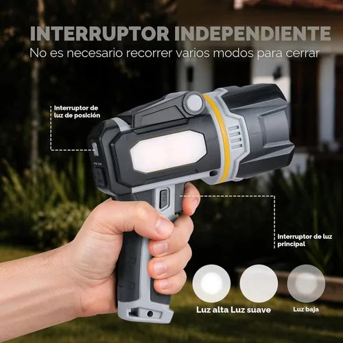Miniatura 6 de Foco Recargable de 100000 Lúmenes, Linterna de Foco LED Superbrillante con Luz COB y Soporte Plegable, Foco de Mano Grande de Larga Duración