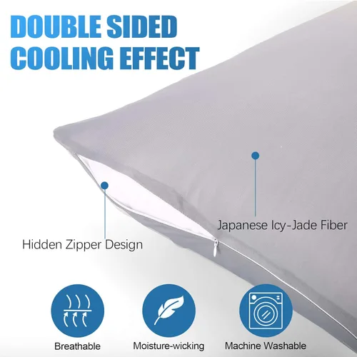 Miniatura 2 de Fundas de almohada refrescantes solamente, juego de 2 fundas de almohada tamaño King con doble cara fría, absorben la humedad, con cremallera