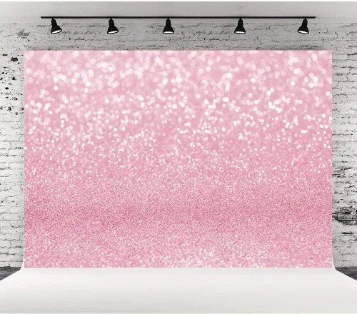 Miniatura 8 de Lofaris Telón de fondo de fotografía Bokeh rosa con puntos brillantes simulados, fondo abstracto de halos brillantes para baby shower, decoración