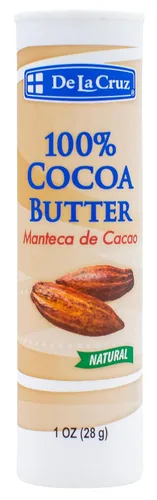 De La Cruz Barra de manteca de cacao, manteca de cacao 100% pura y natural para piel seca y áspera, hidratante totalmente natural, 1 onza (1 barra)