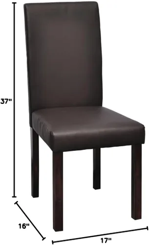 Miniatura 2 de Juego de 4 sillas de comedor modernas de piel sintética con marco de madera marrón con respaldo de asiento acolchado, cómodo estilo de granja