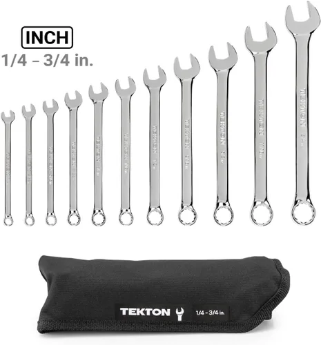 Miniatura 2 de TEKTON Juego de llaves combinadas con funda, 11 piezas (1/4-3/4 pulg.) WCB94101