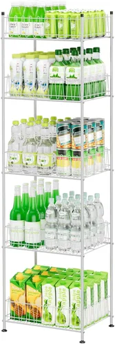 Miniatura 9 de smusei Organizador de estantes de botellas de agua de 4 niveles, organizador de almacenamiento de agua embotellada independiente para piso, soporte