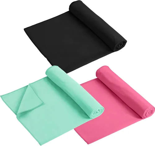 Miniatura 11 de Breling Paquete de 3 toallas de 26 x 73 pulgadas para esterilla de yoga caliente, antideslizante, para gimnasio, absorbente de sudor, toalla